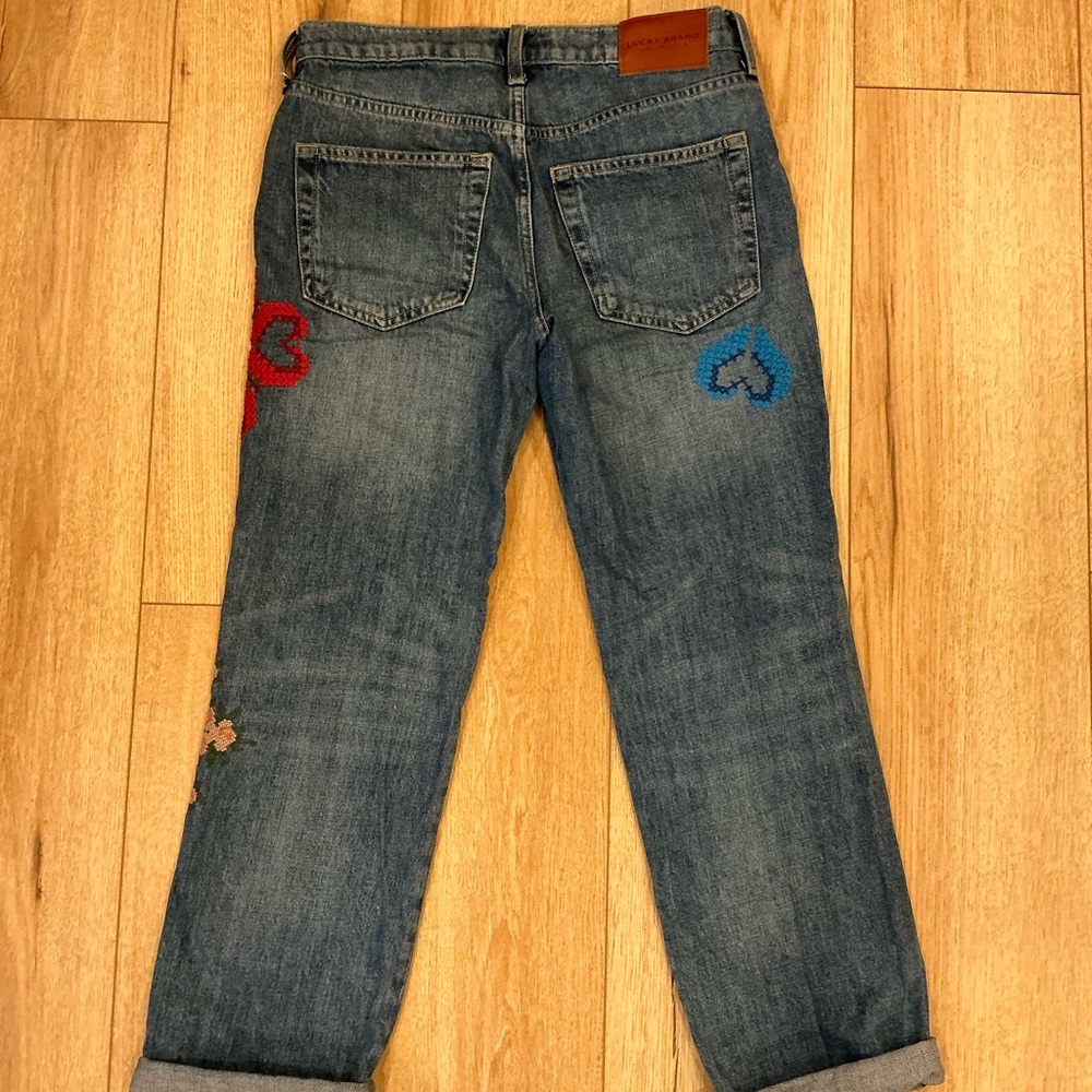 LUCKY BRAND Nebula Embroidered Mid Rise Boyfriend Jeans - Picture 2 of 4